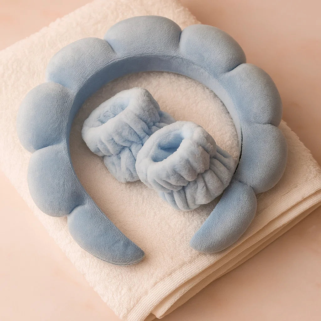 🩷 Soft Spa Set - Bandeau & Poignets Luxe Microfibre