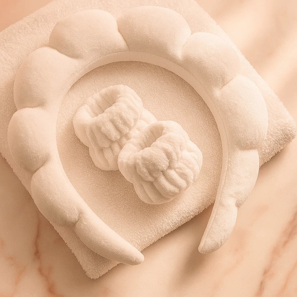 🩷 Soft Spa Set - Bandeau & Poignets Luxe Microfibre